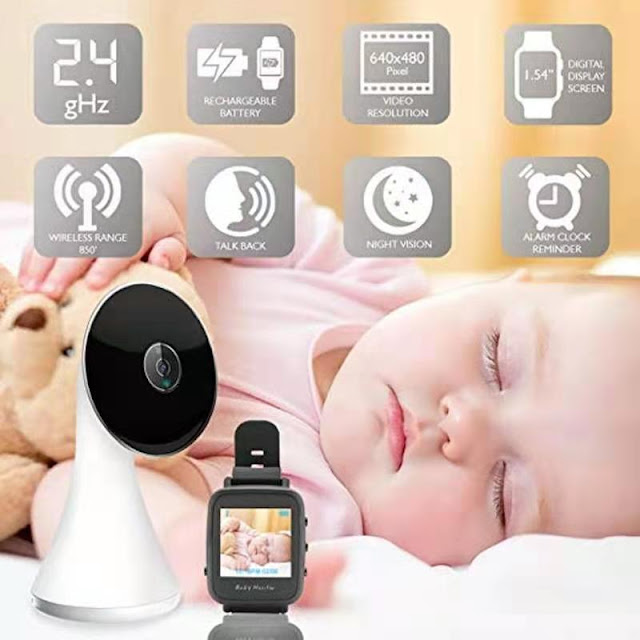 VB606 2.4Ghz Smart Watch Style Camera Wireless Video Baby Camera Cry Alarm Night Vision Temperature Monitoring Baby Monitor