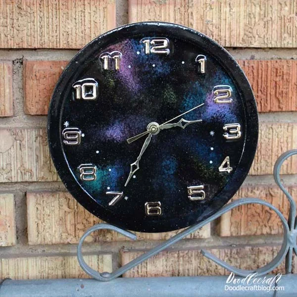 Galaxy painted resin clock with high gloss resin finish