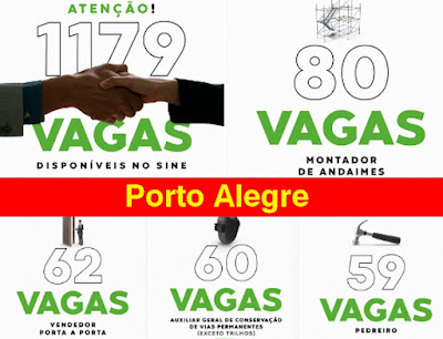 Mais de 1100 VAGAS no Sine Municipal de Porto Alegre