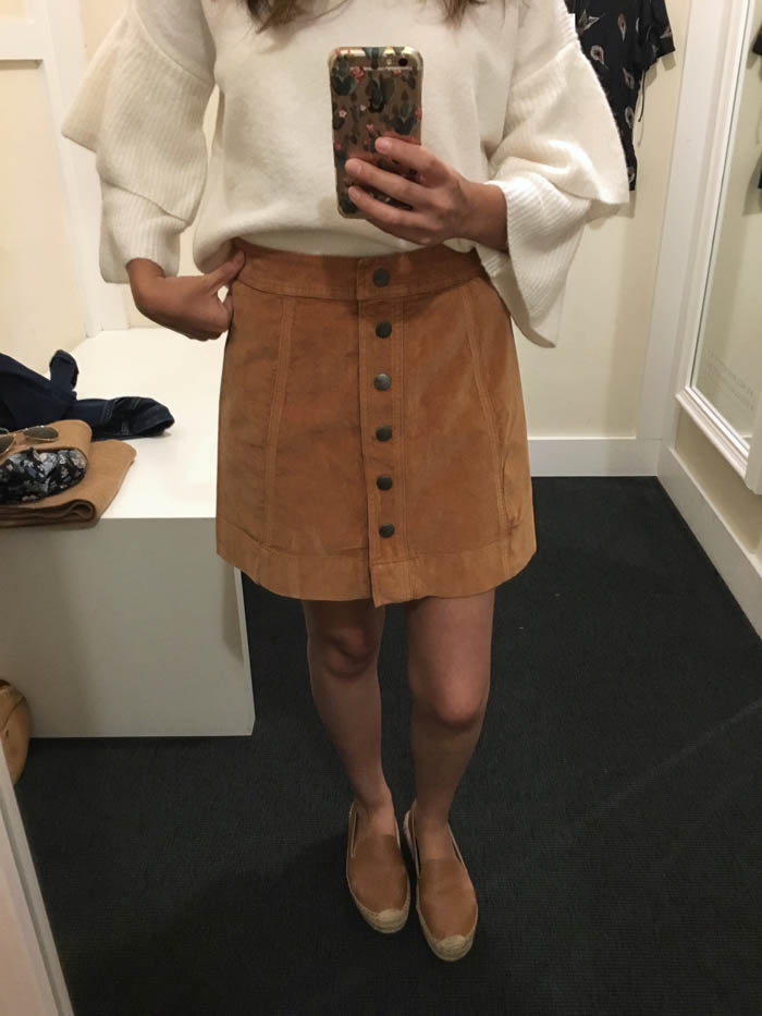 cute tan button skirt