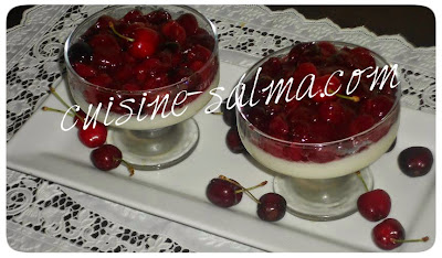 panna cotta aux cerises, باناكوتا  بالكرز 