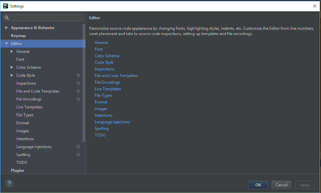 PyCharm File / Settings / Editor