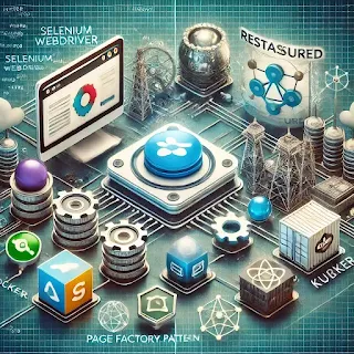 Selenium WebDriver, RestAssured, Page Factory Pattern, Docker, and Kubernetes.