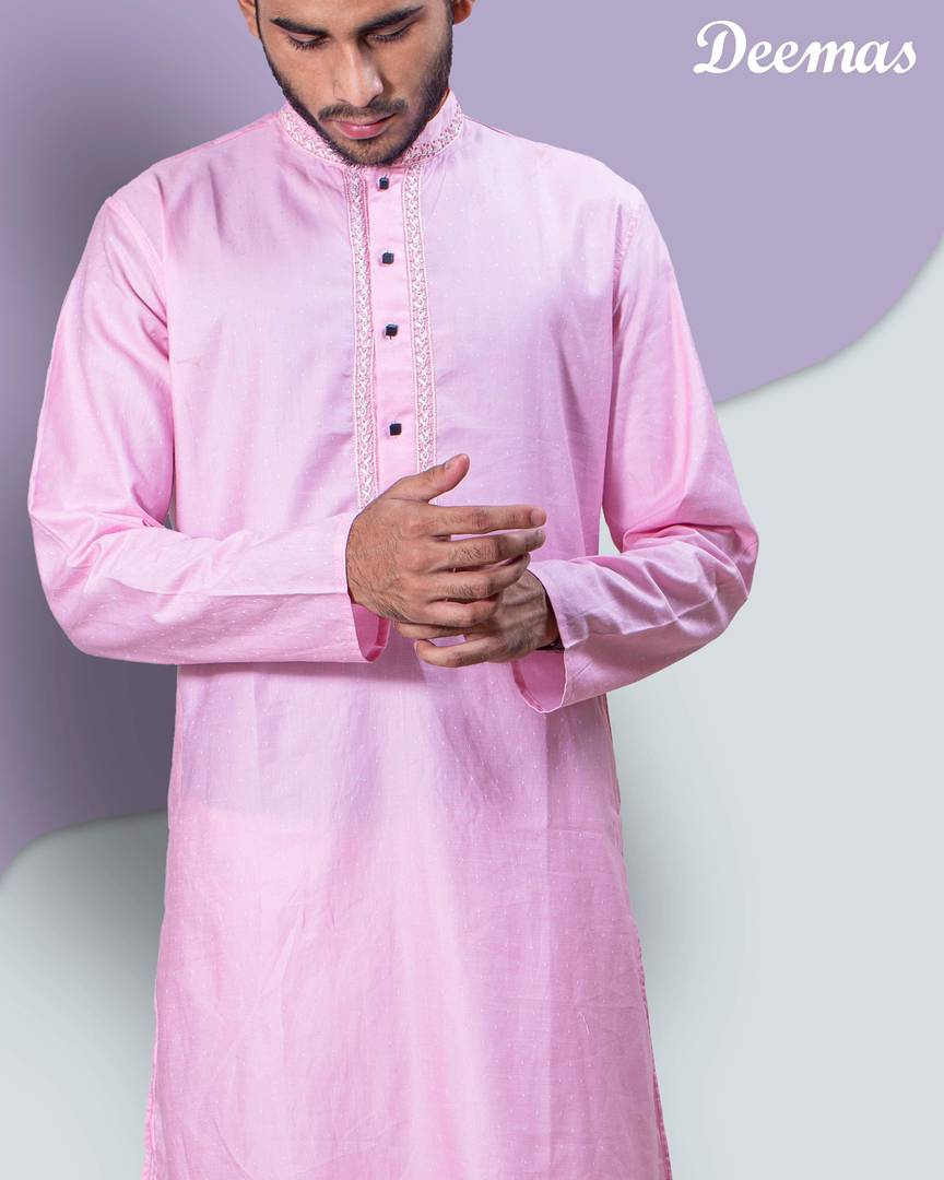 গোলাপি পাঞ্জাবি ডিজাইন - pink panjabi design - কালারফুল পাঞ্জাবি ডিজাইন - Colorful Punjabi Designs - NeotericIT.com