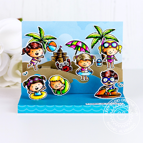 Sunny Studio Stamps: Coastal Cuties Beach Babies Catch A Wave Dies Summer Themed Interactive Cards by Lexa Levana and Rachel Alvarado