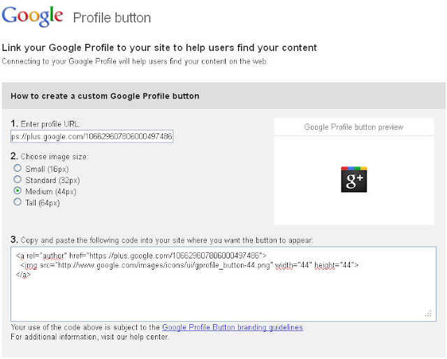 Google+ Profile button page