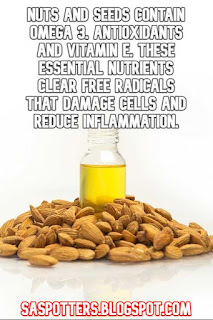 Nuts and seeds contain Omega 3, antioxidants and Vitamin E. These essential nutrients clear free radicals that damage cells and reduce inflammation.