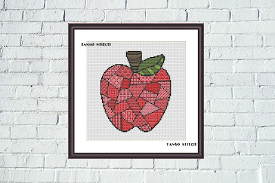 Apple ornament cute fruit cross stitch pattern - Tango Stitch