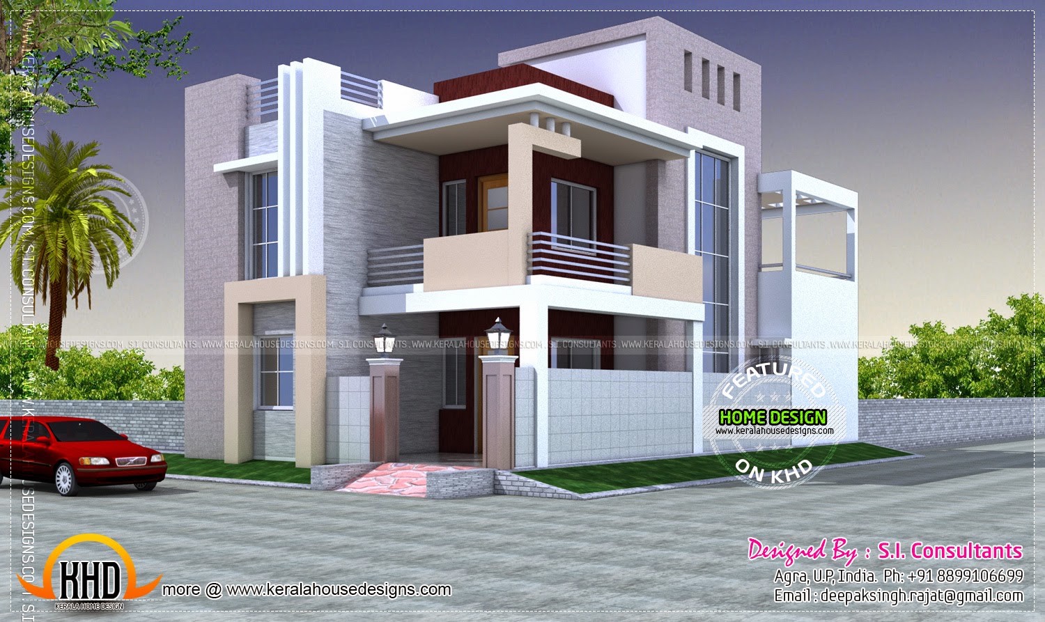 House exterior elevation modern style - Kerala home design ...