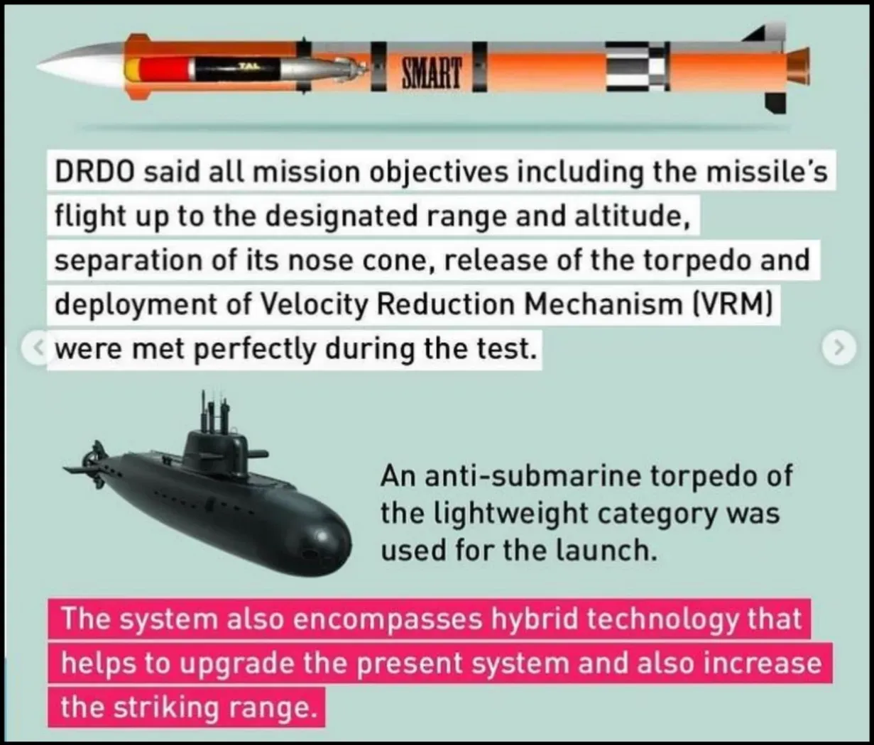 DRDO successfully tests  long-range 'smart' anti- submarine missile system