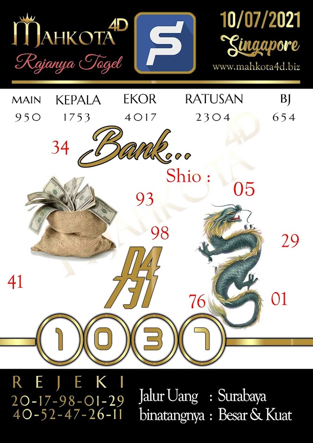 Syair Prediksi Togel Singapore - SGP Sabtu, 10 - Juni - 2021