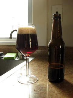 Not a great shot of the Brett Stock Ale, but it shows off the ruby highlights.