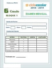 Examen del Bloque I Octubre Sexto grado 2018-2019
