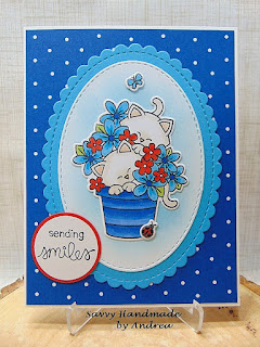 Sending smiles by Andrea features Newton's 4th of July, Sending Hugs, and Oval Frames by Newton's Nook Designs; #inkypaws, #newtonsnook, #catcards, #cardmaking
