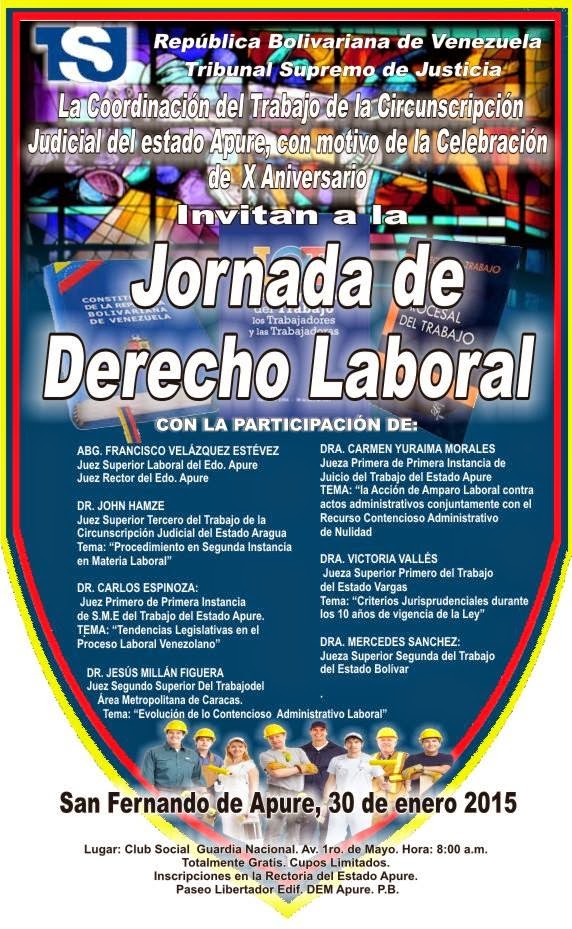 VER AFICHE: Jornada de derecho laboral para 30 de enero de 2015 en Club de la Guardia de San Fernando.