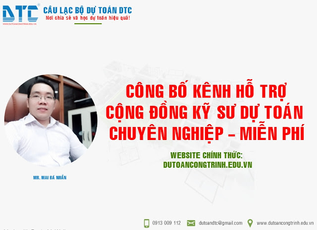 CÔNG BỐ KÊNH HỖ TRỢ CỘNG ĐỒNG KỸ SƯ DỰ TOÁN