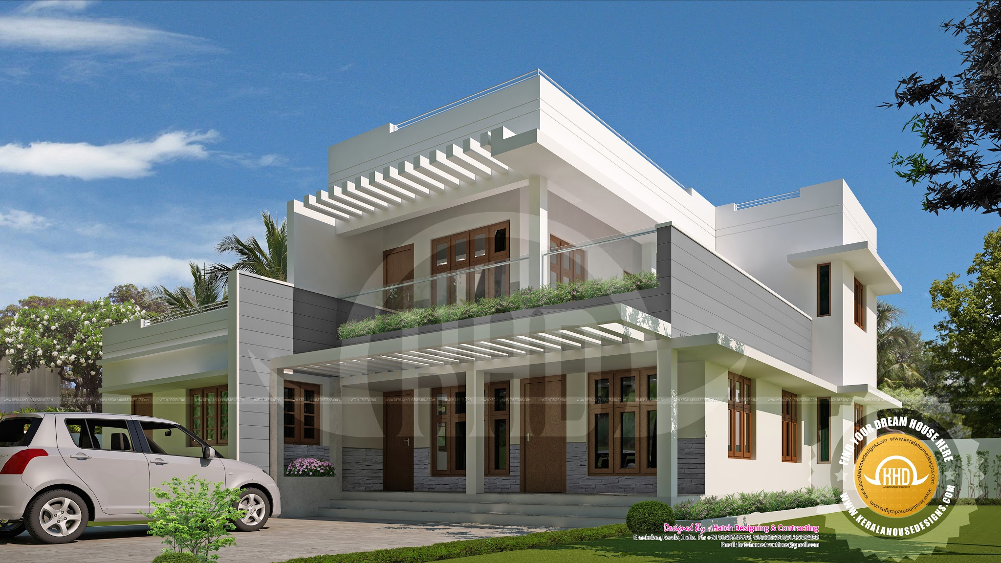  Contemporary  mix 5  bedroom  house  Kerala home  design and 