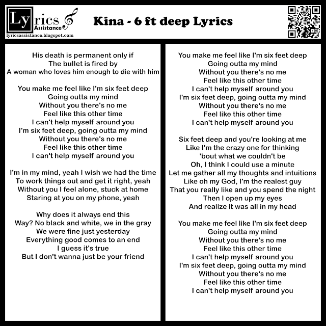 Kina - 6 ft deep Lyrics | lyricsassistance.blogspot.com