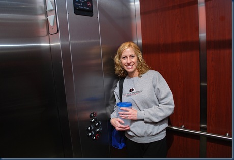 Our daily trip on the elevator
