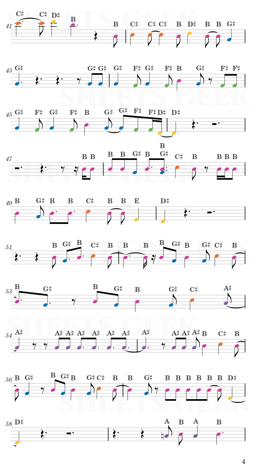 Shiver - Coldplay Easy Sheet Music Free for piano, keyboard, flute, violin, sax, cello page 4