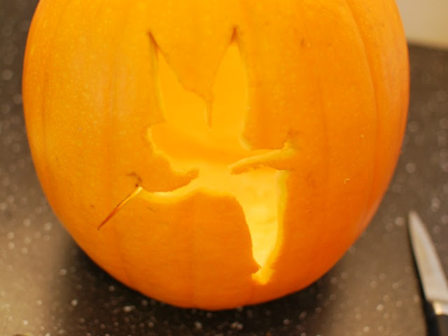 Pumpkin with Tinkerbell cut out