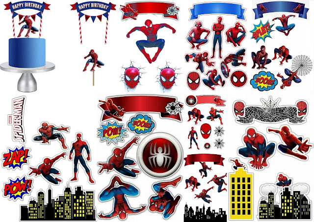 Spiderman Película: oppers para Tartas, Tortas, Pasteles, Bizcochos o Cakes para Imprimir Gratis. 