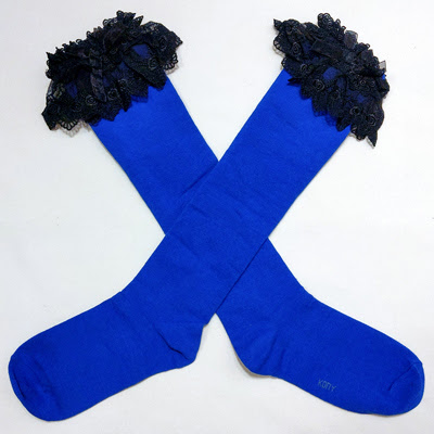 Lace Top Socks (2020) Blue/black