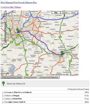 Google Maps API Walking Directions New