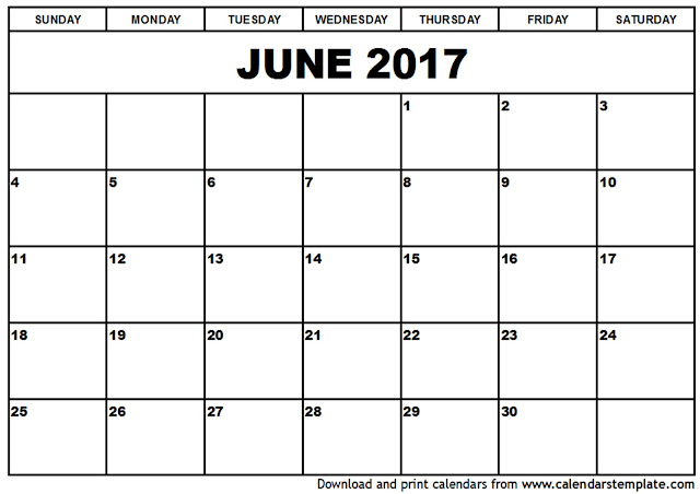 June 2017 Calendar, 2017 Calendar. Calendar 2017, Monthly Calendar 2017