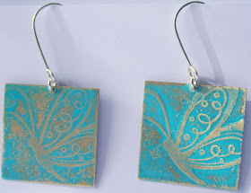 Aponi: brass, sterling silver earwires, etching, OOAK earrings :: All Pretty Things