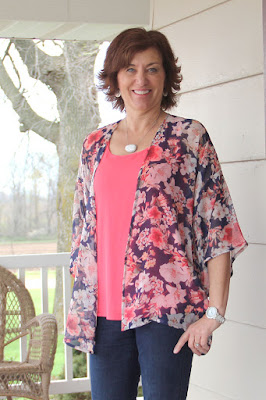 IndieSew Florence Kimono by Sew Caroline sewn into the perfect spring topper with Polyester Chiffon from Style Maker Fabrics