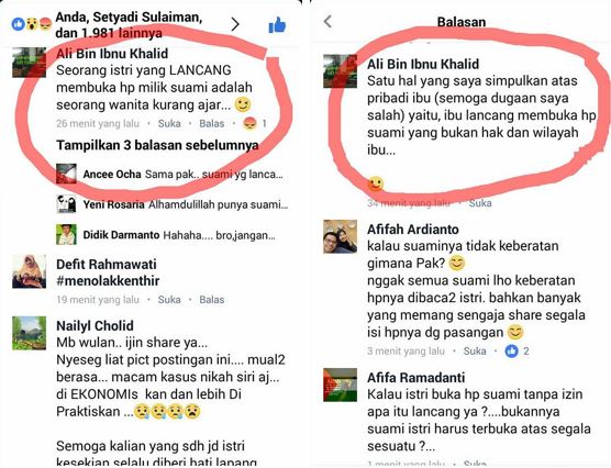 Viral Status Soal Buka HP Suami adalah Wanita Lancang. Ini Yang Terjadi...!!