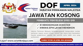 Jawatan Kosong Jabatan Perikanan Malaysia (DOF) ~ Minima Kelayakan SPM!