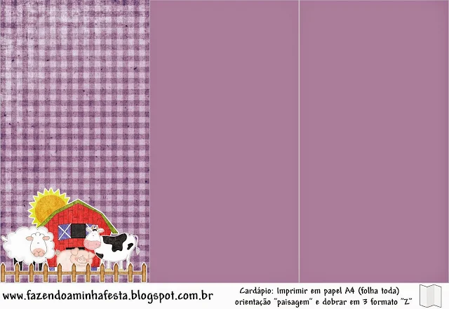 La Granja con Fondo Morado: Imprimibles Gratis para Fiestas