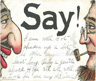 Antisemitic postcard showing a man with a hooked nose 