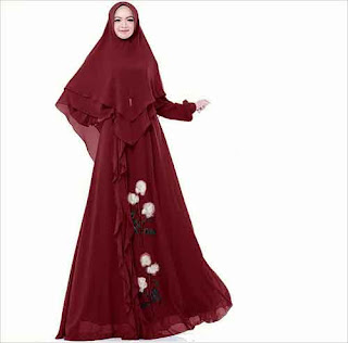 Baju Gamis Pesta Polos Kekinian Syakila Syar'i Bahan Ceruti