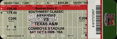 2009 Southwest Classic Ticket $300