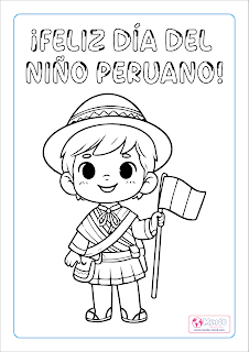 Día del Niño Peruano niño con bandera peruana