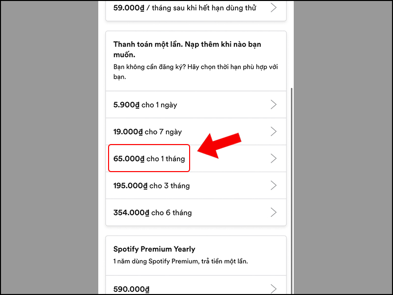Chọn gói cước cần mua