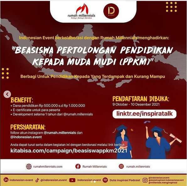 BEASISWA PPKM UNTUK JENJANG SD - KULIAH Dari Rumah Millennials dan Indonesian Event