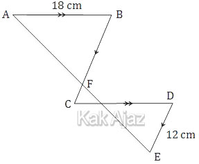 Segitiga sebangun, gambar soal no. 34 Matematika SMP UN 2018