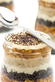 Presna gibanica v kozarčku Raw dessert in jar close up on the top