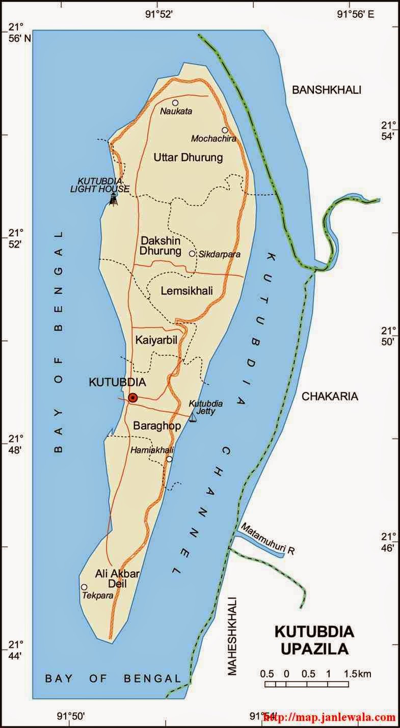kutubdia upazila map of bangladesh