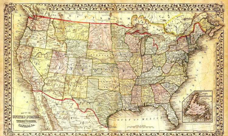 Vintage Map of the United States and Canada