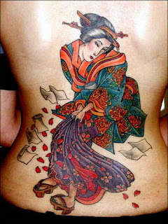 Japanese Geisha Tattoo Designs With Image Sexy Girls Showing Japanese Geisha Tattoo On The Backpiece Picture 1
