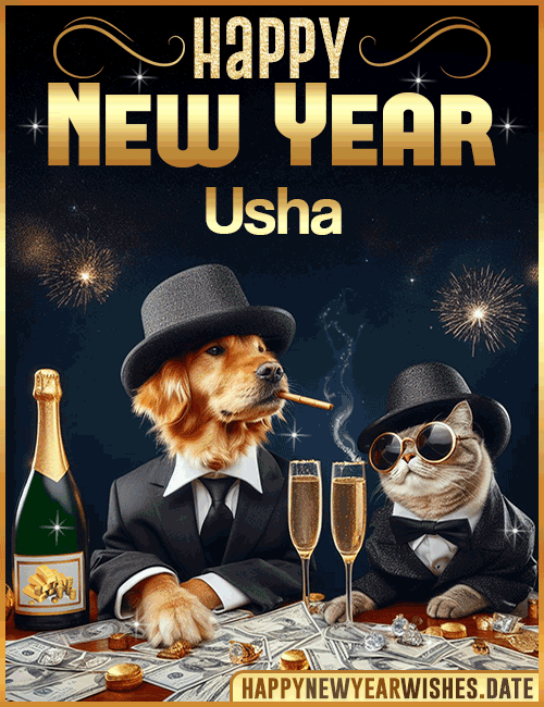 Happy New Year wishes gif Usha