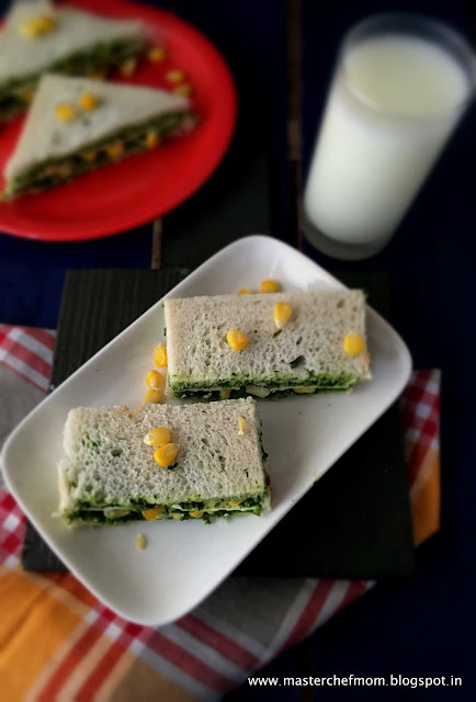 Spinach Corn Cheese Sandwich