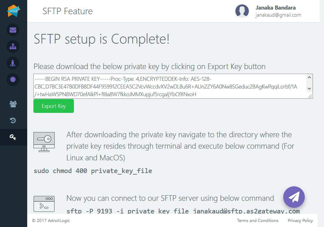 AS2Gateway: SFTP setup complete!