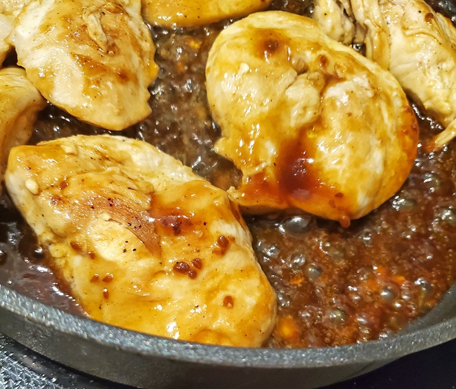 pan sauteed chicken with teriyaki sauce