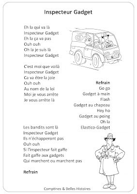 Inspecteur Gadget, Paroles du générique, chanson du dessin animé pour les enfants